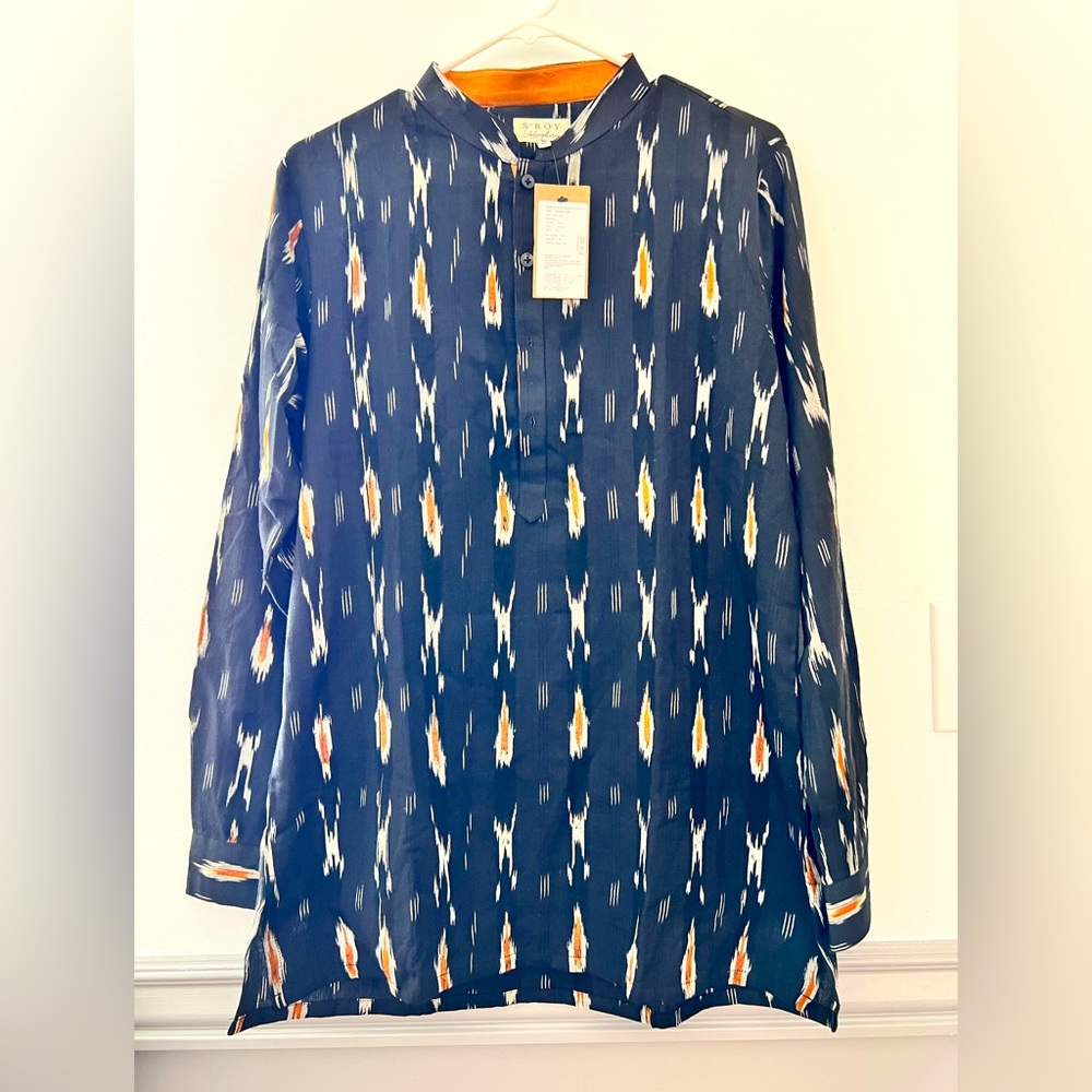 New Black Cotton Abstract Pattern Kurta For Men